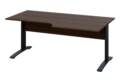 ERK 18 - 188 stůl kancelářský, rohový, pravý, kovová podnož černá, deska 18 mm, široký 1800 mm, ořech královský